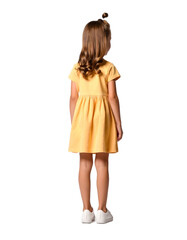 girl in dress, back view isolated on transparent background