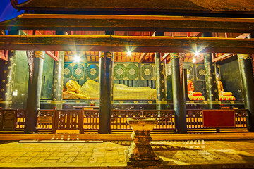 Reclining Buddha (Buddhasaivat) in Phra Buddhisophon, Wat Chedi Luang, Chiang Mai, Thailand