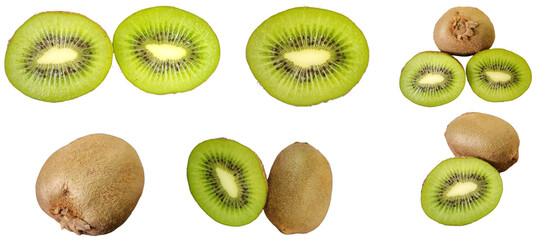 Isolated Sliced, Juicy Kiwi Fruits