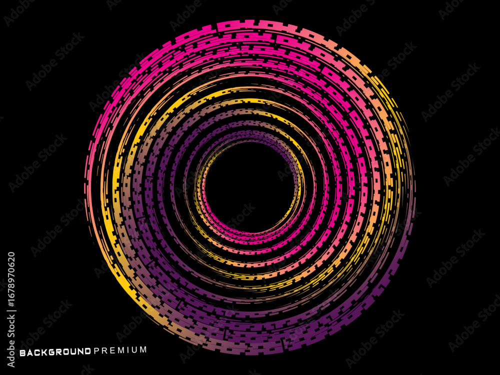 Fototapete vector background of rotating elliptical 3d shapes, consisting of a pattern of squares and wavy line