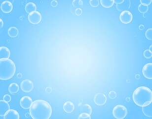 Light blue background with many floating soap bubbles