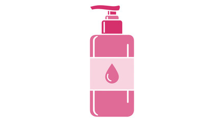 Pink pump bottle dispenser for liquid soap or lotion.