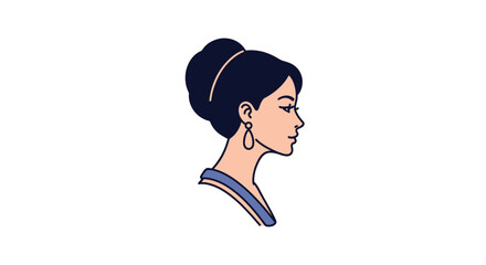 Profile of a Woman with Dark Hair and Earrings.