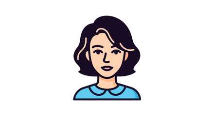 Simple Illustration of a Woman with Short Dark Hair.