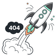Failed Rocket Launch in Digital Cloud &ndash; Space Mission Breakdown Illustration