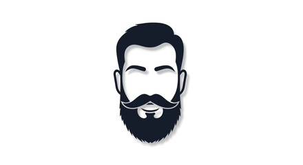 Stylized Mans Face with Beard and Mustache Illustration.