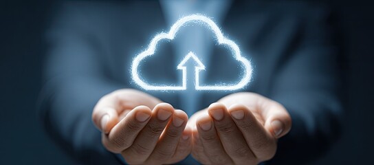 Hands Holding a Cloud Computing Icon.