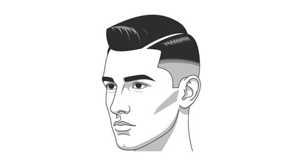 Illustration of a Man with a Modern Fade Haircut Style.
