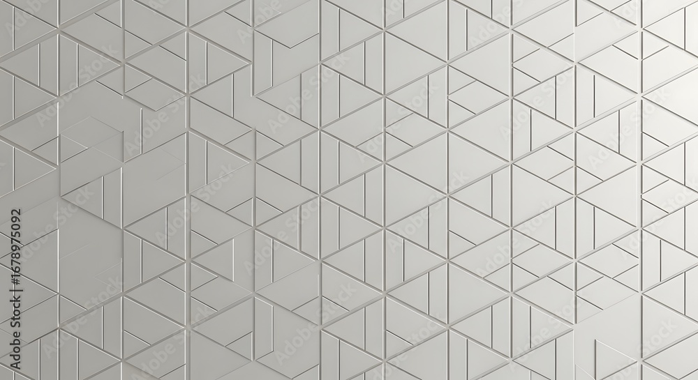Aufkleber abstract geometric pattern with interlocking triangles and lines on a light grey textured background