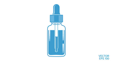 Blue Dropper Bottle Illustration.