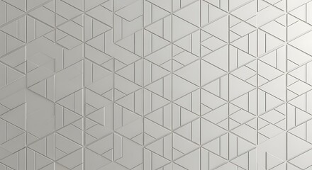 Abstract geometric pattern with interlocking triangles and lines on a light grey textured background.