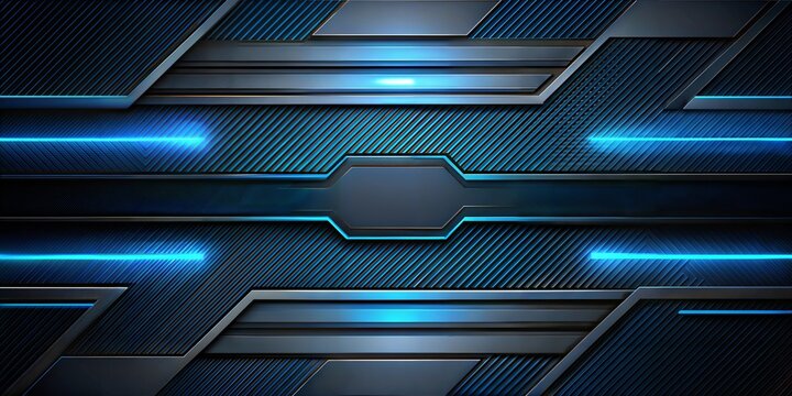 Futuristic blue technology interface with glowing geometric panels and sleek digital design elements - Powered by Adobe