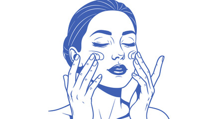 Woman applying face cream skincare routine.
