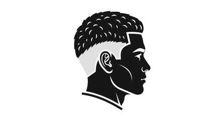 Stylized Mans Profile with Modern Fade Haircut Illustration.