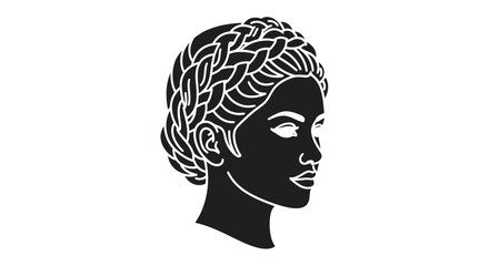 Elegant Woman Profile Silhouette with Braided Hairstyle.