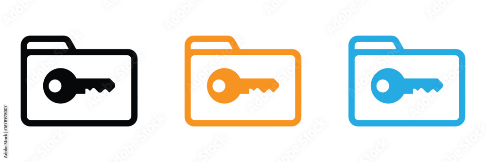 Poster secure folder icon with key symbol for access and protection,locked folder vector icon,secure folder