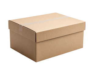 Realistic Brown Cardboard Shipping Box, Isolated PNG