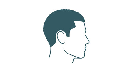 Profile view of a mans head with a short haircut minimalist illustration.