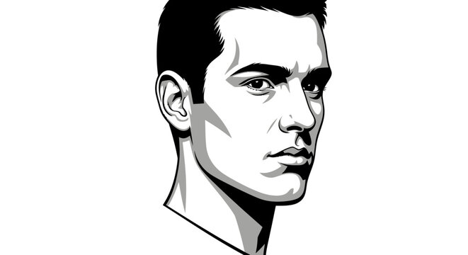 Close-up Portrait of a Man with a Serious Expression.