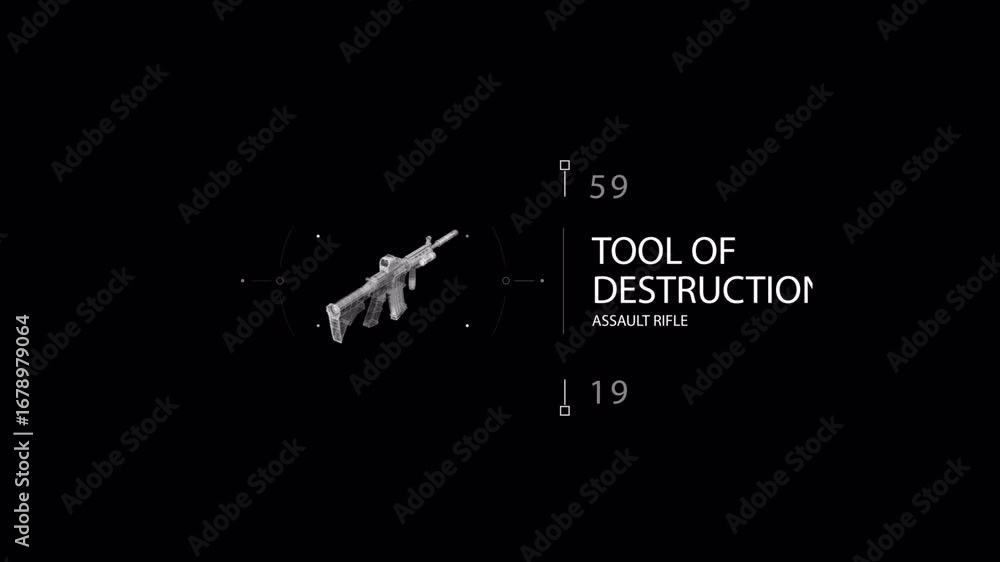 Aufkleber futuristic wireframe assault rifle: tool of destruction with digital targeting display