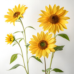 Obraz premium Group of Sunflowers on a White Background