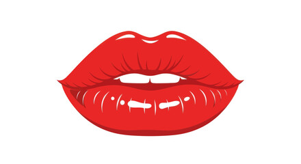 Obraz premium Vector illustration of beautiful shiny red female lips.