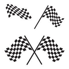 Set of Racing Checkered Flags Illustrating Competition Success and Victory in Motorsport or Business with Simple Black and White Design for Sport Events