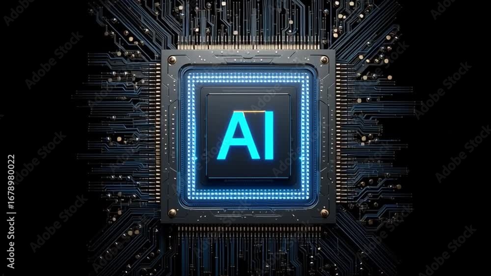 Poster this visual representation showcases a detailed neurochip that signifies advancements in digital tec
