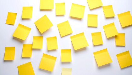 Yellow sticky notes scattered