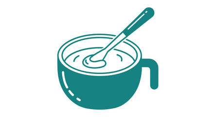 Bowl of Food with Spoon Illustration.