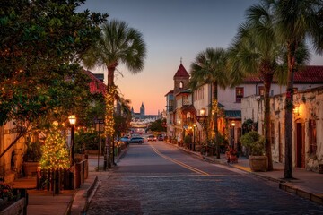 Fototapeta premium St. Augustine Florida: Architectural Beauty of Downtown America During Christmas