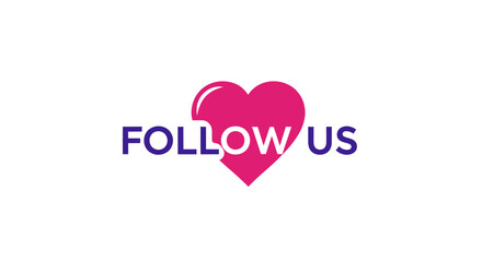 Follow Us message with a pink heart symbol for social media engagement and connection.