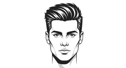 Detailed illustration of a mans face with stylish hairstyle and focused expression.