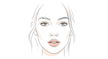 Female Face Illustration with Makeup.