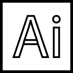 Artificial intelligence AI icon in black flat and line style, technology logo pack, outline symbol bundle, minimal glyph assortment, modern digital design elements