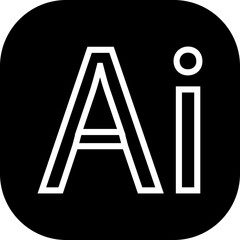 Artificial intelligence AI icon in black flat and line style, technology logo pack, outline symbol bundle, minimal glyph assortment, modern digital design elements