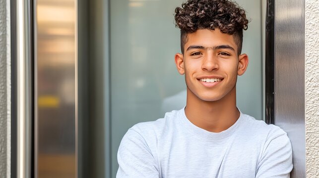 Smiling Young Man Portrait Outdoors Casual