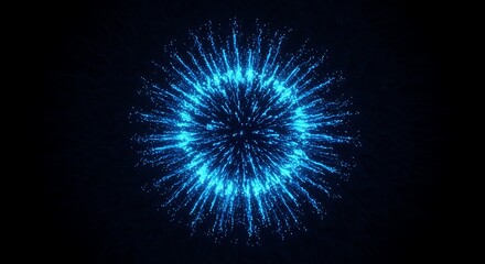 Radiant Blue Particle Explosion on Dark Background