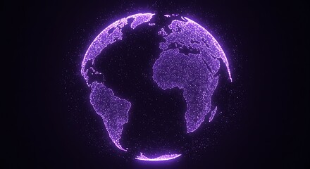 Glowing Purple Earth Globe with Dot Matrix Design