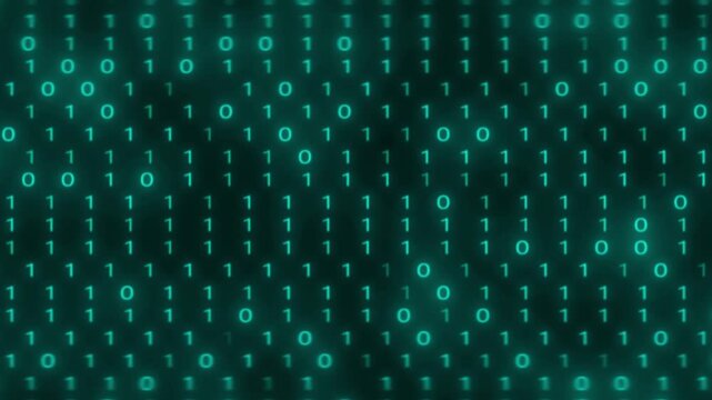 "Futuristic Digital Binary Background Animation with Glowing Zeros and Ones, Representing Data Flow, Cybersecurity, and High-Tech Virtual Networks"