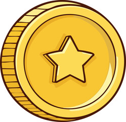 Money Gold Coin. Flat vector mini-illustrations gold coins and money in colors illustrations shiny gold coin,
