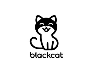 Black Cat Logo vector. Pets Logo. kitty or kitten symbol