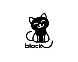 Black Cat Logo vector. Pets Logo. kitty or kitten symbol