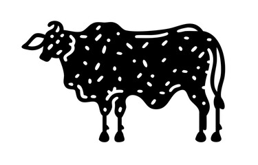 Silhouette of a cow. of farm animals cows