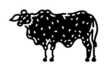 Silhouette of a cow. of farm animals cows