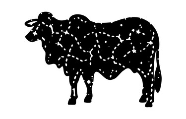 Silhouette of a cow. of farm animals cows
