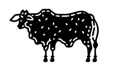 Silhouette of a cow. of farm animals cows