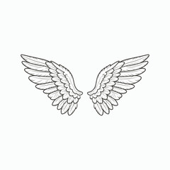 vector illustrator of simple angel wings is isolated on white background
