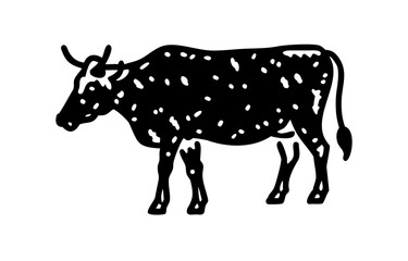 Silhouette of a cow. of farm animals cows