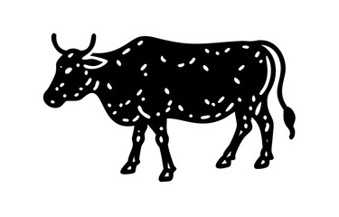 Silhouette of a cow. of farm animals cows